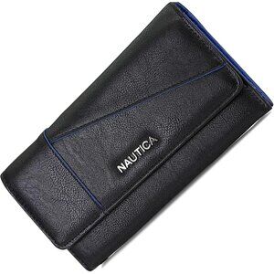 Nautica Money Manager RFID Slim and Small Wallet for Women Zipper Wallet Black